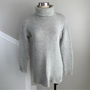 Lands End chunky knit turtleneck tunic sweater in grey melange - Size S